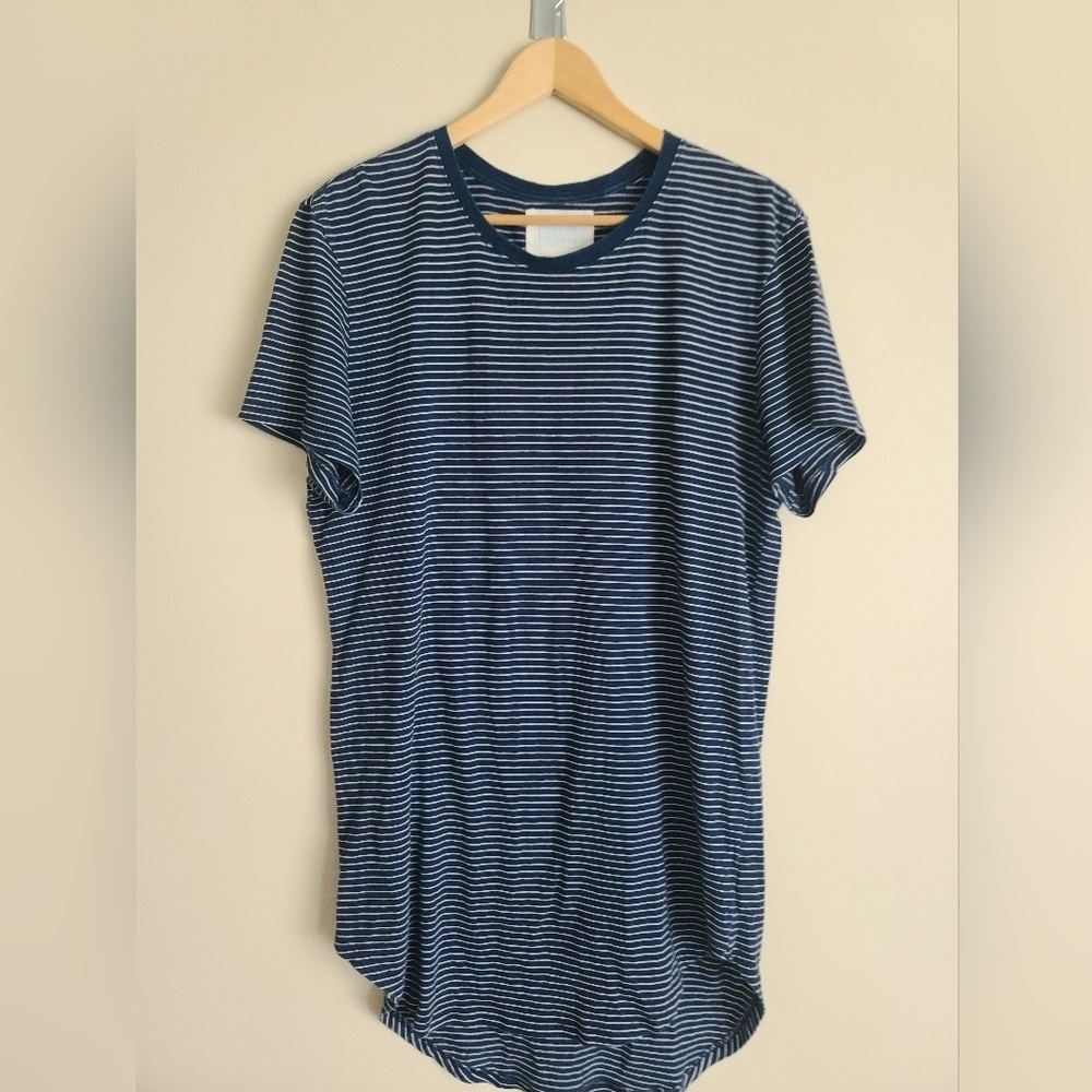 Reign +Storm blue and white stripped shirt dress size L - Picture 6 of 7
